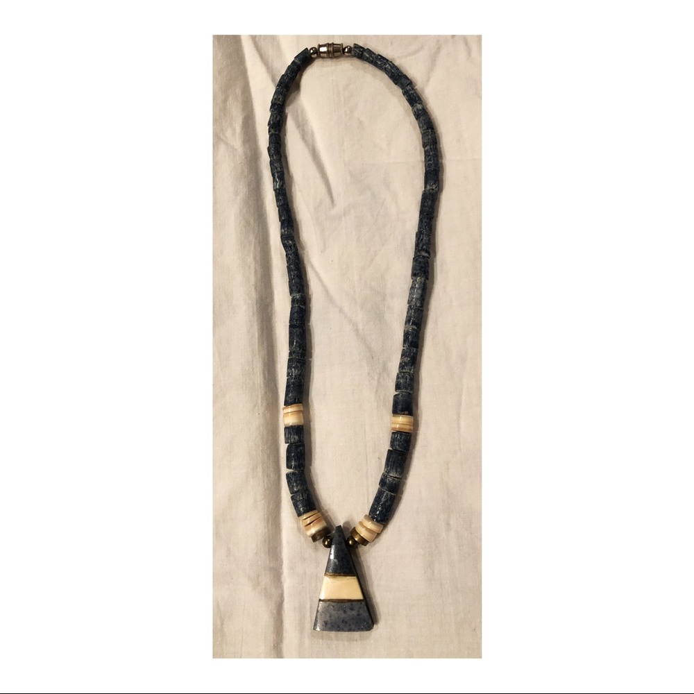 Vintage blue stone boho necklace